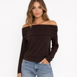 Inappropriate Fashion Chocolate Brown Cropped Top Comfy Soft Gift Fall School
